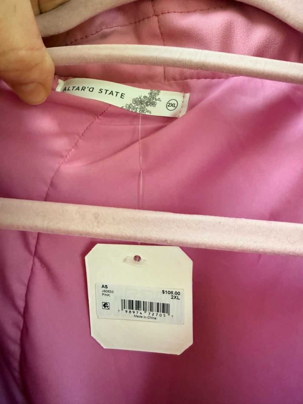 Altard State- PINK Quilted Puff Jacket- 2XL- NEW - Picture 6 of 6